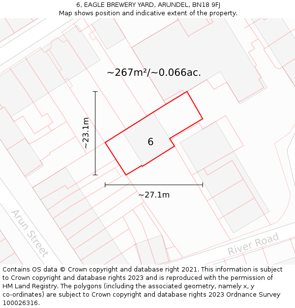 6, EAGLE BREWERY YARD, ARUNDEL, BN18 9FJ: Plot and title map