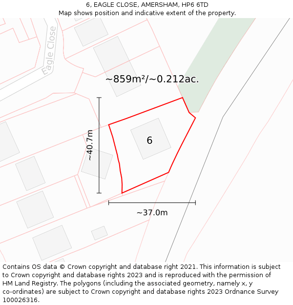 6, EAGLE CLOSE, AMERSHAM, HP6 6TD: Plot and title map