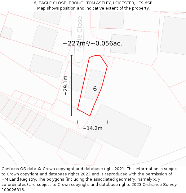 6, EAGLE CLOSE, BROUGHTON ASTLEY, LEICESTER, LE9 6SR: Plot and title map