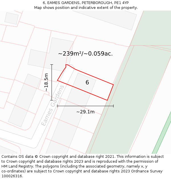 6, EAMES GARDENS, PETERBOROUGH, PE1 4YP: Plot and title map