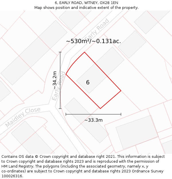 6, EARLY ROAD, WITNEY, OX28 1EN: Plot and title map