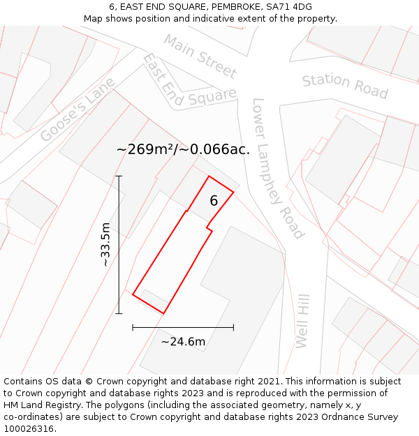 6, EAST END SQUARE, PEMBROKE, SA71 4DG: Plot and title map