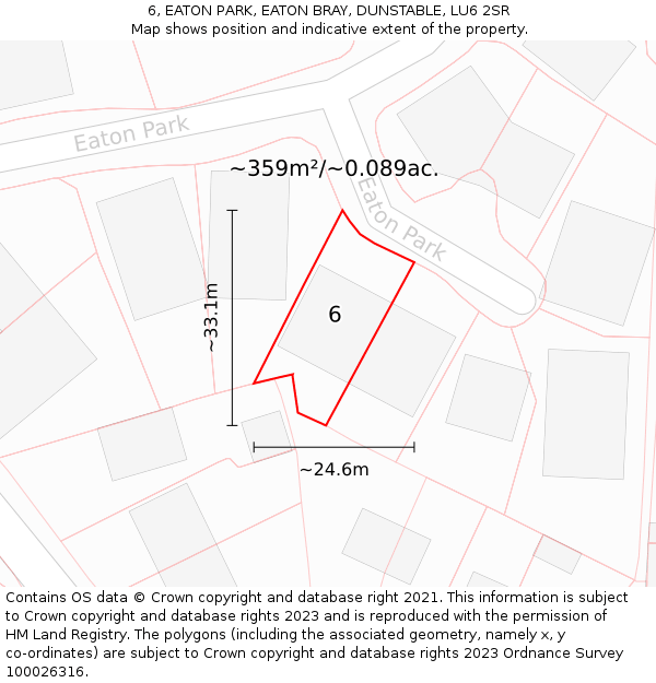 6, EATON PARK, EATON BRAY, DUNSTABLE, LU6 2SR: Plot and title map