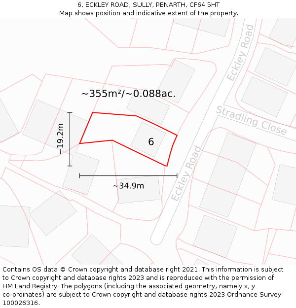 6, ECKLEY ROAD, SULLY, PENARTH, CF64 5HT: Plot and title map