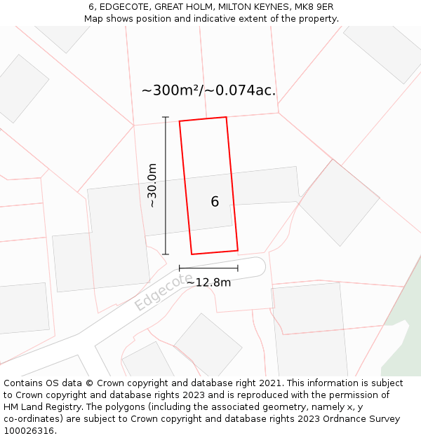 6, EDGECOTE, GREAT HOLM, MILTON KEYNES, MK8 9ER: Plot and title map