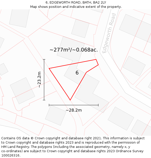 6, EDGEWORTH ROAD, BATH, BA2 2LY: Plot and title map