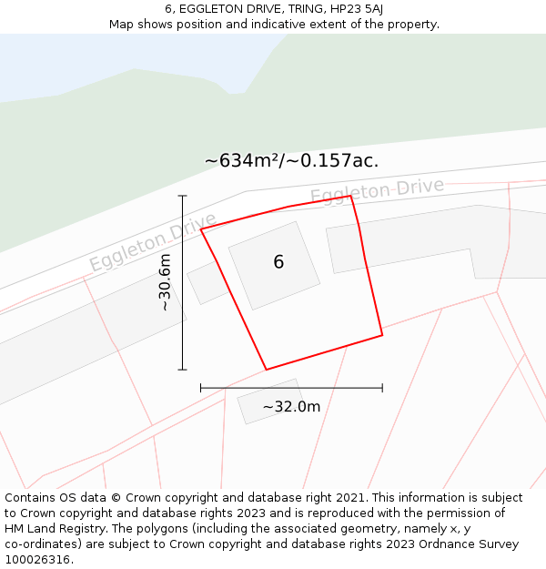 6, EGGLETON DRIVE, TRING, HP23 5AJ: Plot and title map