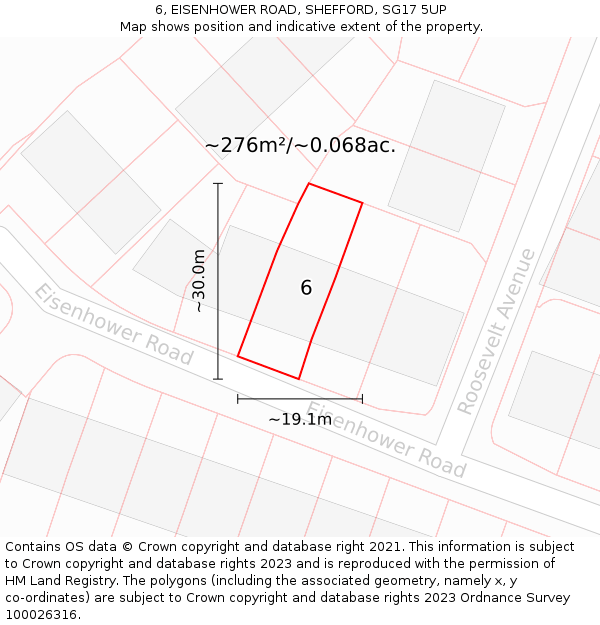 6, EISENHOWER ROAD, SHEFFORD, SG17 5UP: Plot and title map