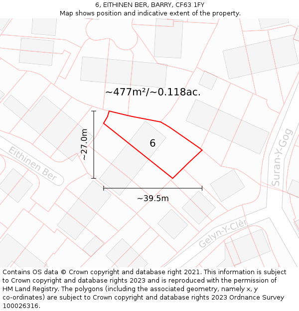 6, EITHINEN BER, BARRY, CF63 1FY: Plot and title map