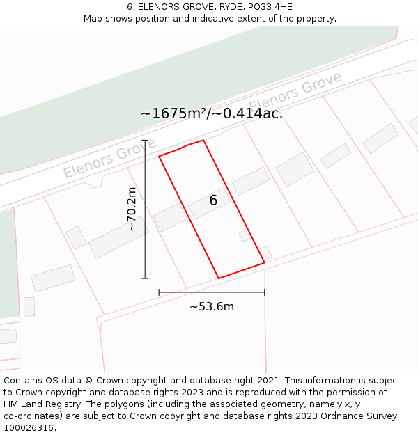 6, ELENORS GROVE, RYDE, PO33 4HE: Plot and title map