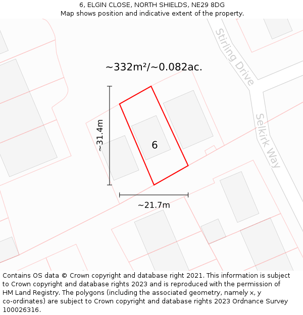 6, ELGIN CLOSE, NORTH SHIELDS, NE29 8DG: Plot and title map