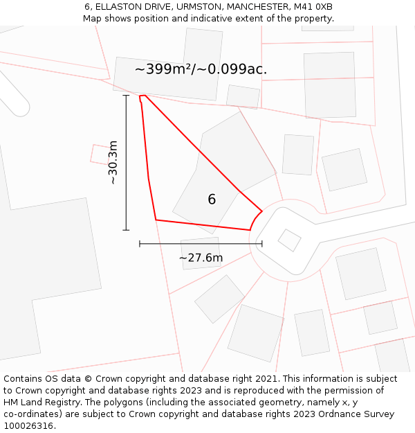 6, ELLASTON DRIVE, URMSTON, MANCHESTER, M41 0XB: Plot and title map