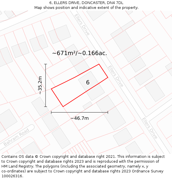 6, ELLERS DRIVE, DONCASTER, DN4 7DL: Plot and title map