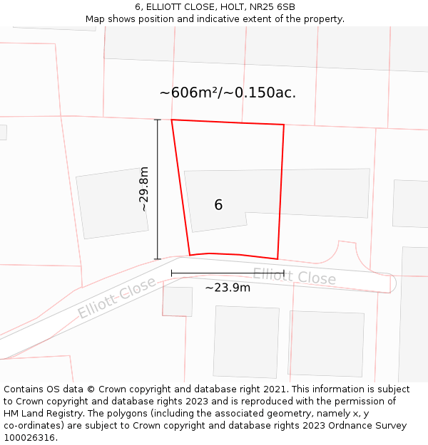 6, ELLIOTT CLOSE, HOLT, NR25 6SB: Plot and title map