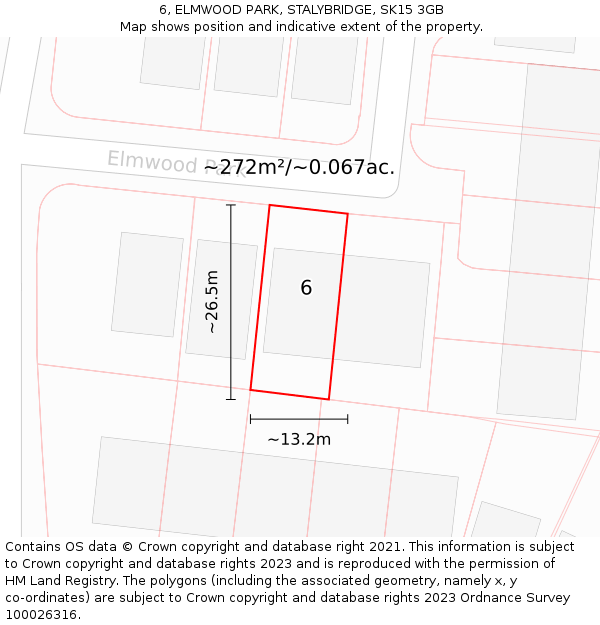 6, ELMWOOD PARK, STALYBRIDGE, SK15 3GB: Plot and title map