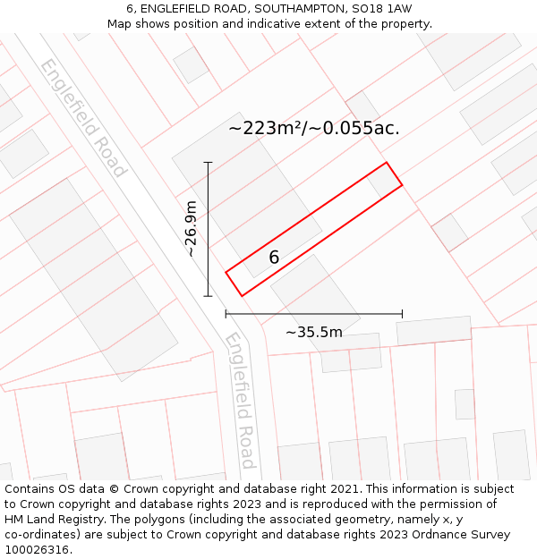 6, ENGLEFIELD ROAD, SOUTHAMPTON, SO18 1AW: Plot and title map