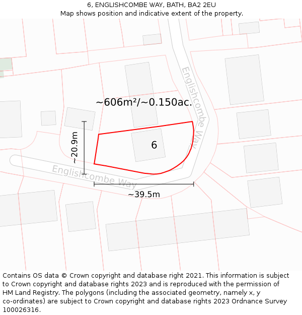 6, ENGLISHCOMBE WAY, BATH, BA2 2EU: Plot and title map