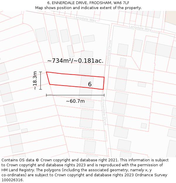 6, ENNERDALE DRIVE, FRODSHAM, WA6 7LF: Plot and title map