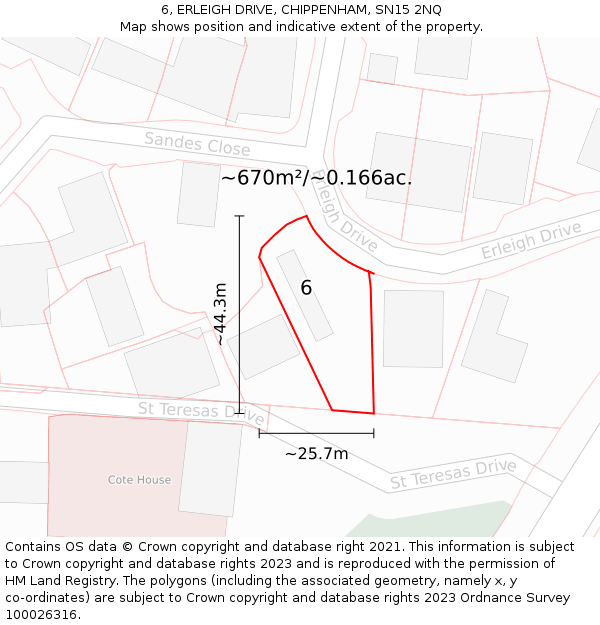 6, ERLEIGH DRIVE, CHIPPENHAM, SN15 2NQ: Plot and title map