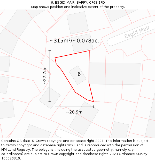 6, ESGID MAIR, BARRY, CF63 1FD: Plot and title map