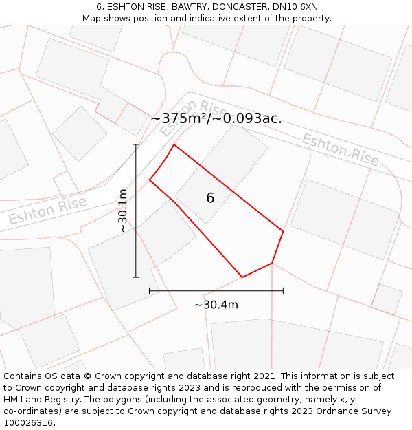 6, ESHTON RISE, BAWTRY, DONCASTER, DN10 6XN: Plot and title map