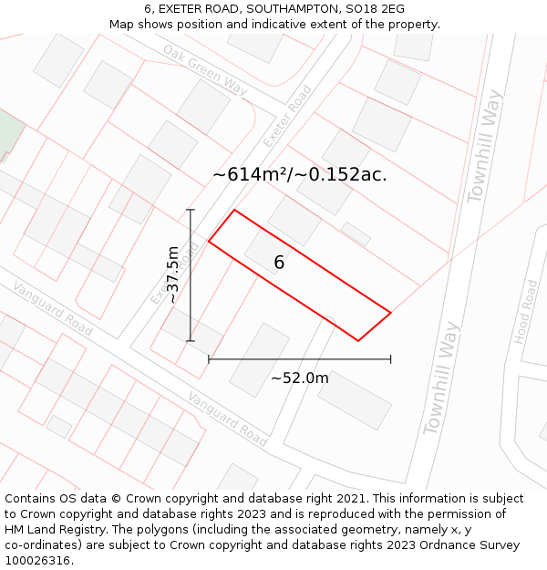 6, EXETER ROAD, SOUTHAMPTON, SO18 2EG: Plot and title map