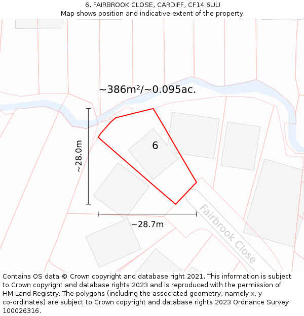 6, FAIRBROOK CLOSE, CARDIFF, CF14 6UU: Plot and title map