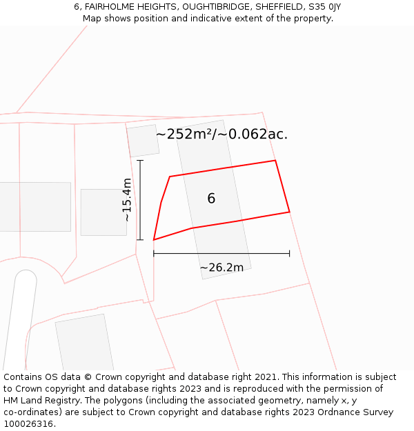 6, FAIRHOLME HEIGHTS, OUGHTIBRIDGE, SHEFFIELD, S35 0JY: Plot and title map