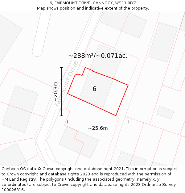 6, FAIRMOUNT DRIVE, CANNOCK, WS11 0DZ: Plot and title map