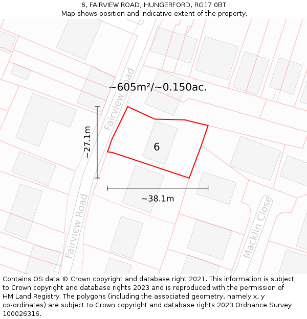 6, FAIRVIEW ROAD, HUNGERFORD, RG17 0BT: Plot and title map