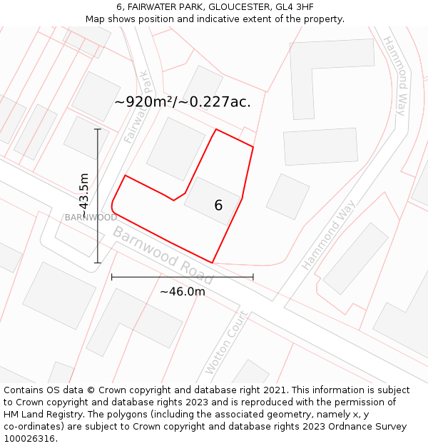 6, FAIRWATER PARK, GLOUCESTER, GL4 3HF: Plot and title map