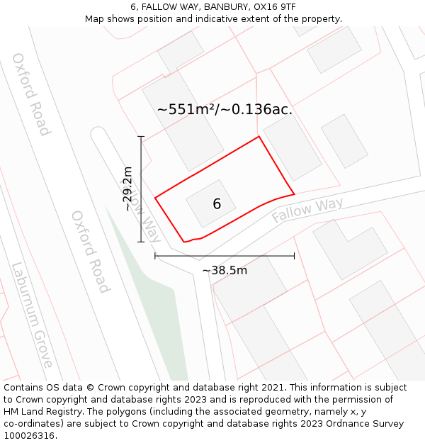 6, FALLOW WAY, BANBURY, OX16 9TF: Plot and title map