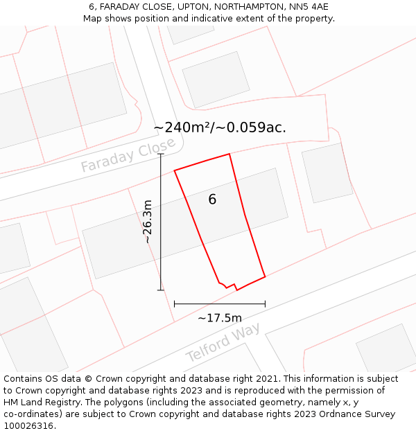 6, FARADAY CLOSE, UPTON, NORTHAMPTON, NN5 4AE: Plot and title map