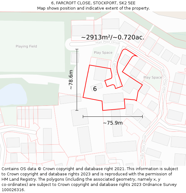 6, FARCROFT CLOSE, STOCKPORT, SK2 5EE: Plot and title map