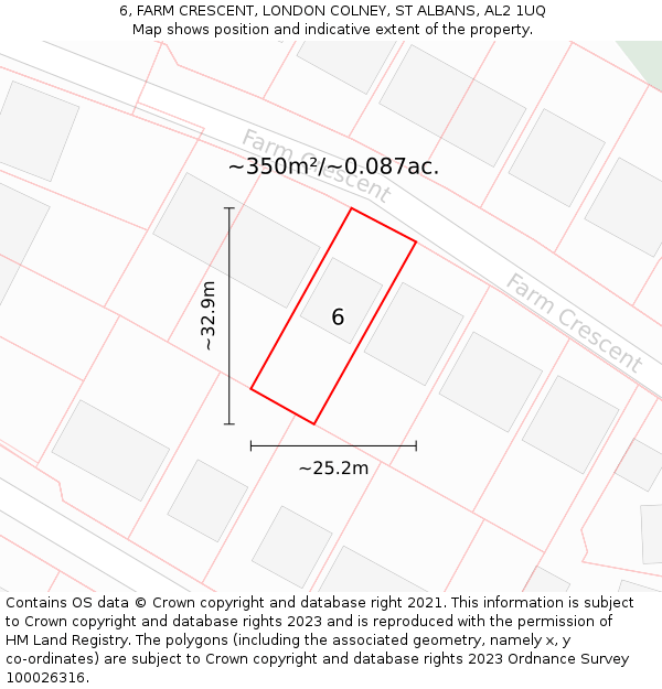 6, FARM CRESCENT, LONDON COLNEY, ST ALBANS, AL2 1UQ: Plot and title map