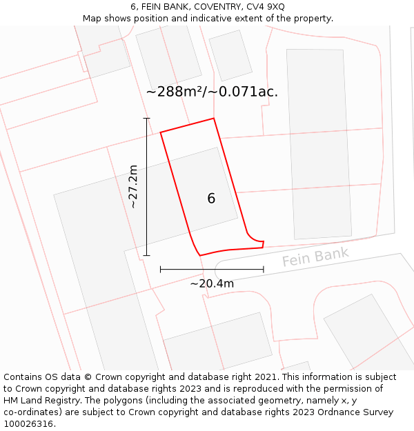 6, FEIN BANK, COVENTRY, CV4 9XQ: Plot and title map