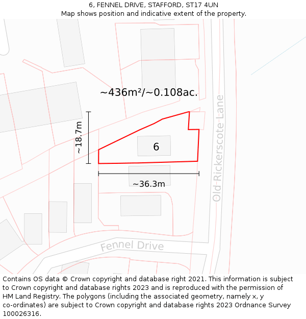 6, FENNEL DRIVE, STAFFORD, ST17 4UN: Plot and title map