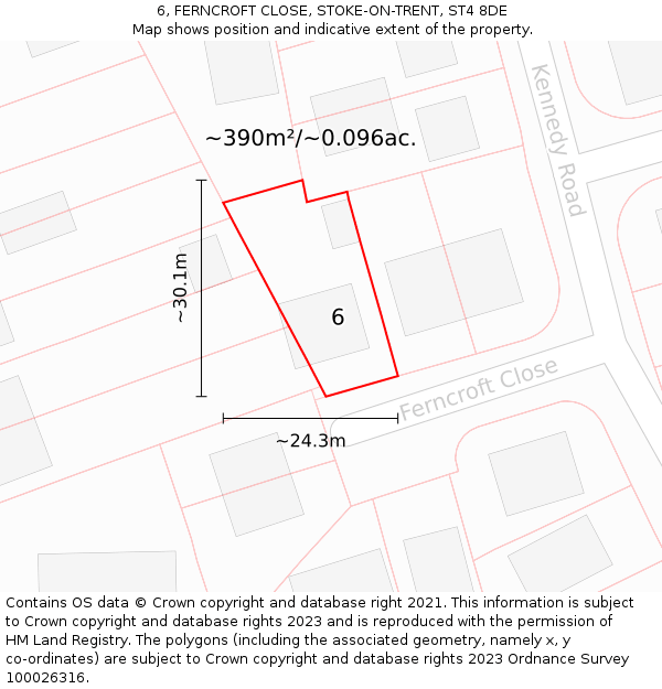 6, FERNCROFT CLOSE, STOKE-ON-TRENT, ST4 8DE: Plot and title map