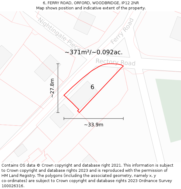 6, FERRY ROAD, ORFORD, WOODBRIDGE, IP12 2NR: Plot and title map