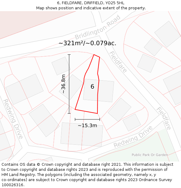 6, FIELDFARE, DRIFFIELD, YO25 5HL: Plot and title map