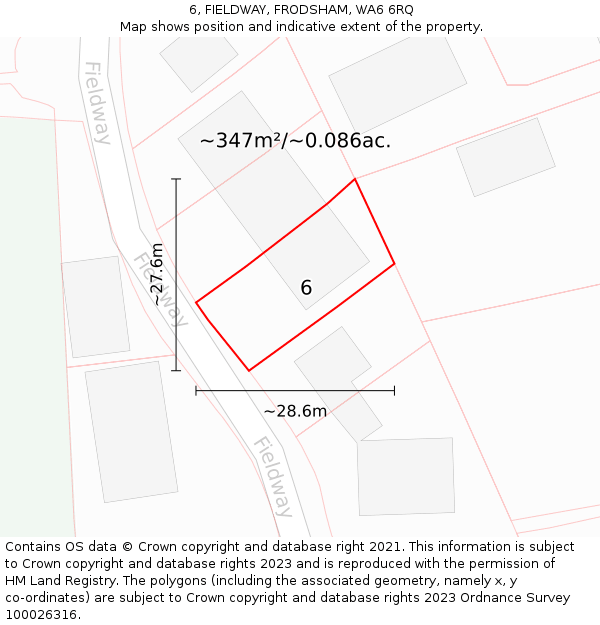 6, FIELDWAY, FRODSHAM, WA6 6RQ: Plot and title map