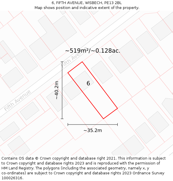 6, FIFTH AVENUE, WISBECH, PE13 2BL: Plot and title map