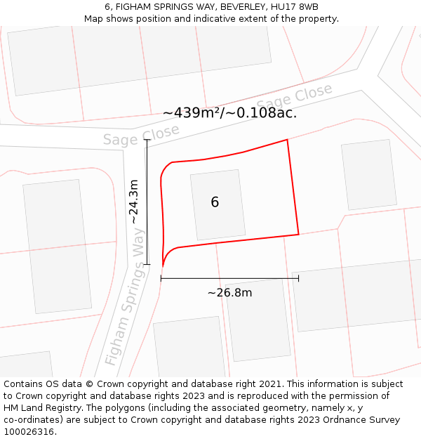 6, FIGHAM SPRINGS WAY, BEVERLEY, HU17 8WB: Plot and title map