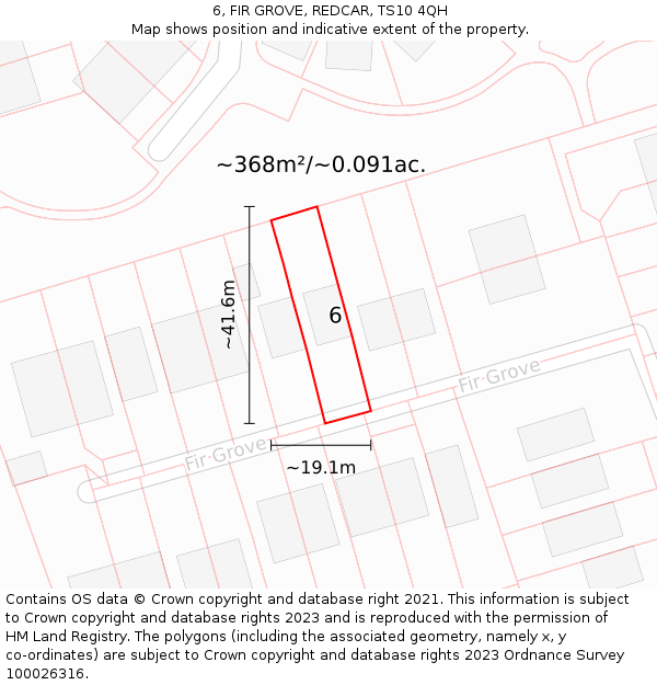 6, FIR GROVE, REDCAR, TS10 4QH: Plot and title map