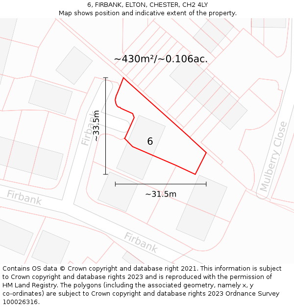 6, FIRBANK, ELTON, CHESTER, CH2 4LY: Plot and title map