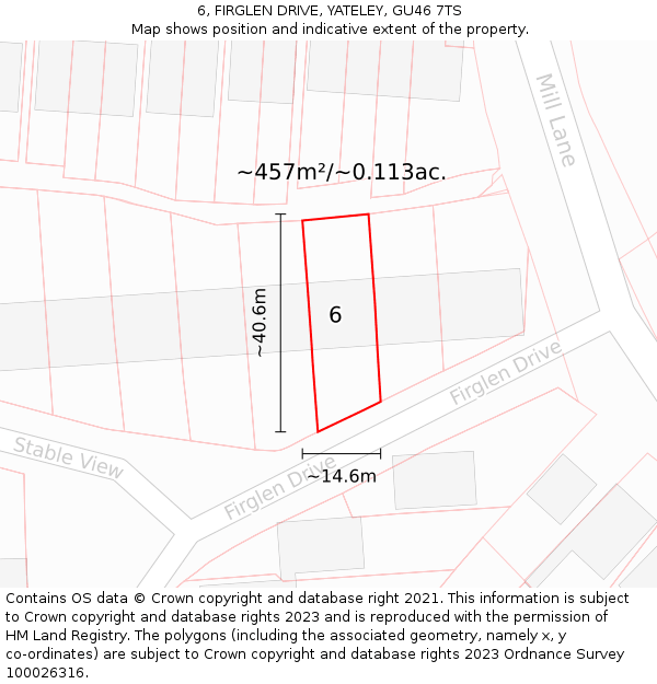 6, FIRGLEN DRIVE, YATELEY, GU46 7TS: Plot and title map