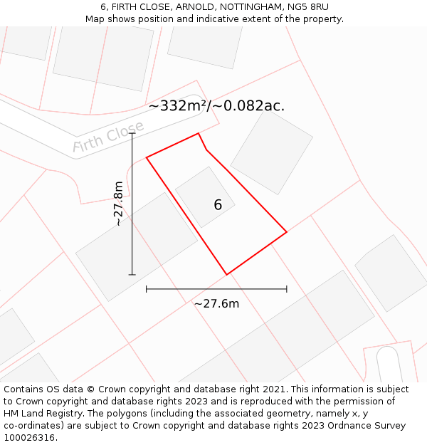 6, FIRTH CLOSE, ARNOLD, NOTTINGHAM, NG5 8RU: Plot and title map