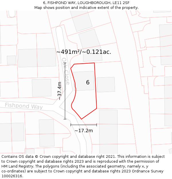 6, FISHPOND WAY, LOUGHBOROUGH, LE11 2SF: Plot and title map