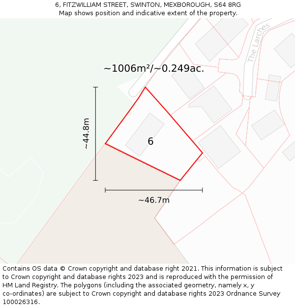 6, FITZWILLIAM STREET, SWINTON, MEXBOROUGH, S64 8RG: Plot and title map