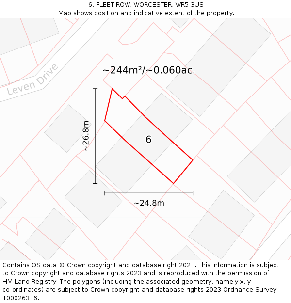 6, FLEET ROW, WORCESTER, WR5 3US: Plot and title map